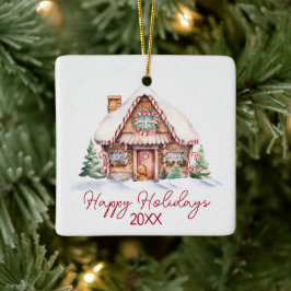 Glad helg Gingerbröd House Julgransprydnad Keramik