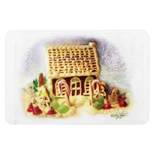 Glad helg Gingerbröd House Premium Magnet