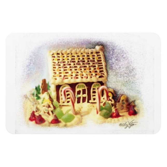 Glad helg Gingerbröd House Premium Magnet (Horisontell)