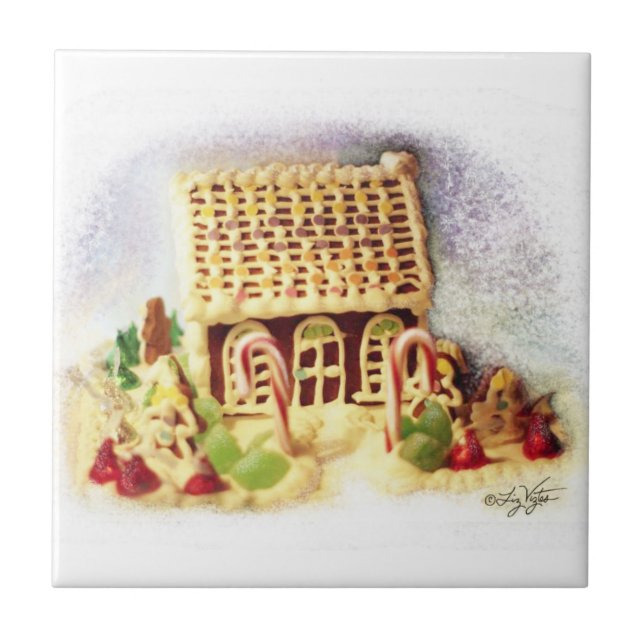 Glad helg Gingerbröd House Tile Kakelplatta (Framsidan)