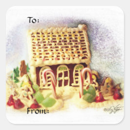 Glad helg Gingerbröd HouseGift-Märkre Fyrkantigt Klistermärke