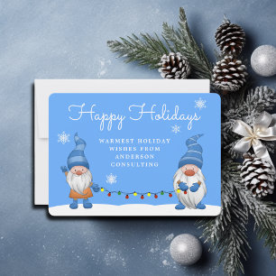 Glad helg Gnomes Business Helgdag Card Blue Julkort
