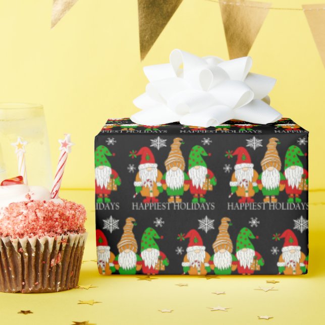 Glad helg Gnomes och Snöflingor jul Presentpapper (Födelsedagsfest)