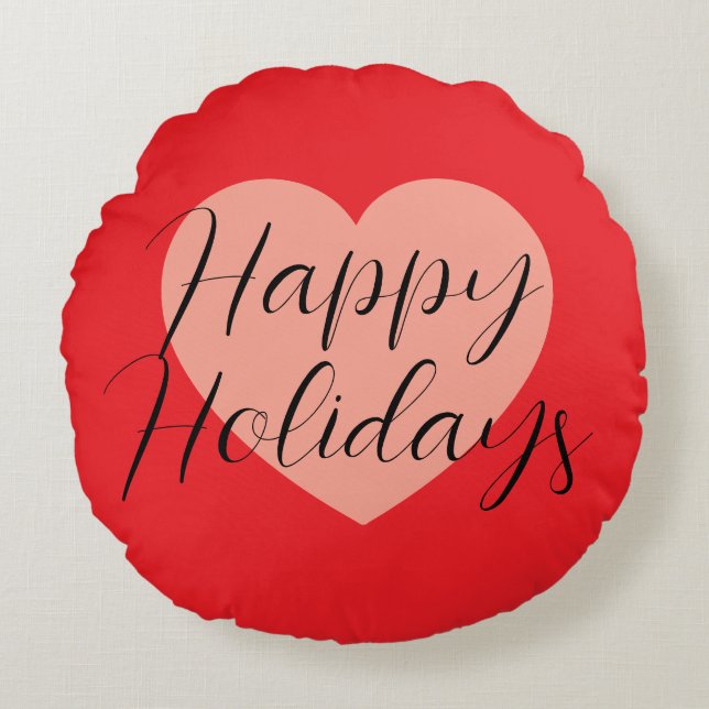 Glad helg God jul Helgdag Time Heart Rund Kudde (Framsidan)