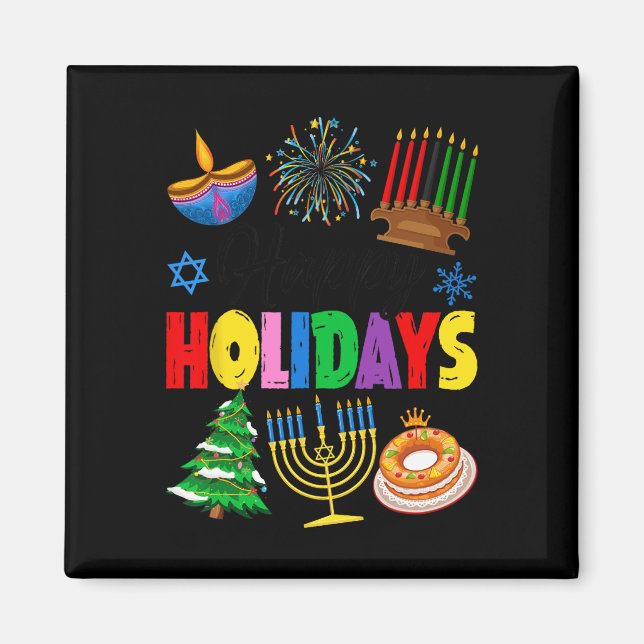 Glad helg God jul Lycklig Hanukkah Happ Magnet (Framsidan)
