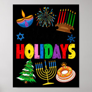 Glad helg God jul Lycklig Hanukkah Happ Poster