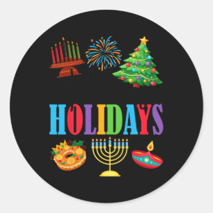 Glad helg God jul Lycklig Hanukkah Happ Runt Klistermärke