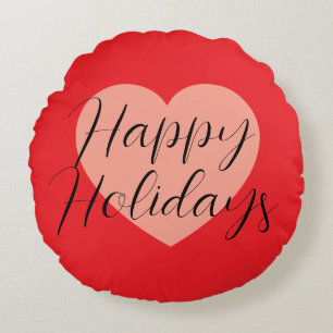 Glad helg God jul Semester Tid Hjärtat Rund Kudde