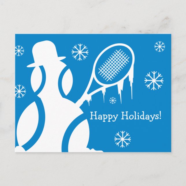 Glad helg God jul tennis snögubbe Vykort (Framsida)