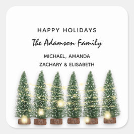 Glad helg God jul Träd Namn White Fyrkantigt Klistermärke