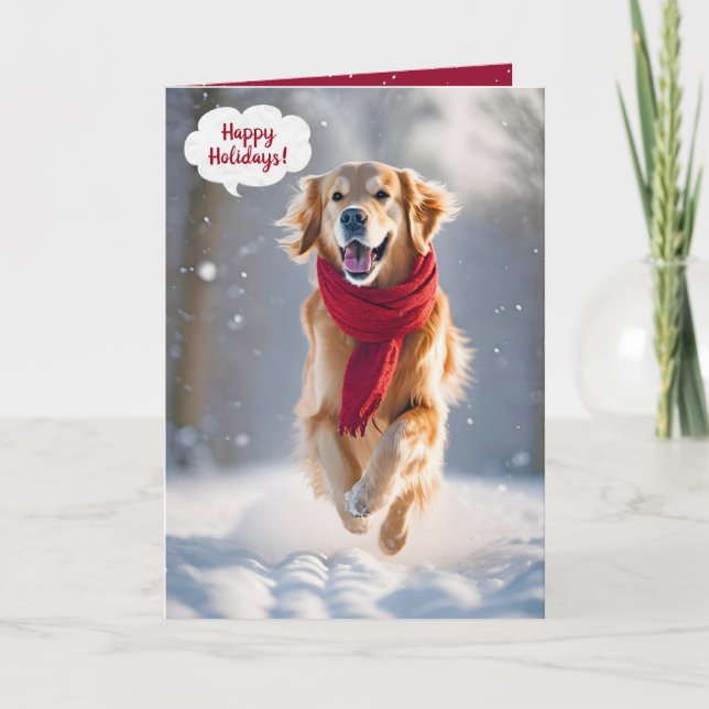 Glad helg Golden Retriever i Snö Kort (Framsida)