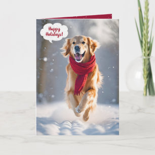 Glad helg Golden Retriever i Snö Kort