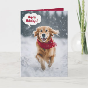 Glad helg Golden Retriever i Snö Kort