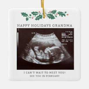 Glad helg Grandma Gravid Reveal Ultrasound Julgransprydnad Keramik