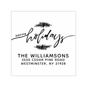 Glad helg Gräs Bough-Returadressen - jul Självfärgande Stämpel