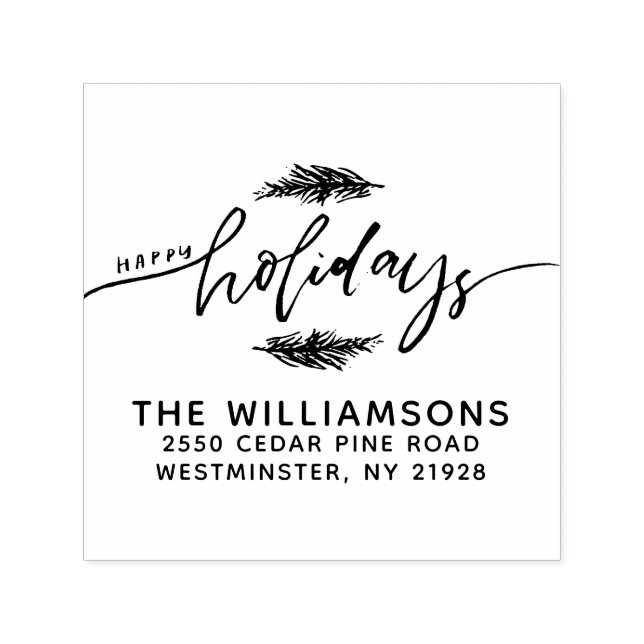 Glad helg Gräs Bough-Returadressen - jul Självfärgande Stämpel (Design)