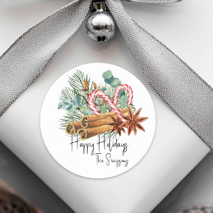 Glad helg Gräs Candy cane Bouquet Runt Klistermärke