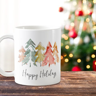 Glad helg Gräs Träd Vattensfärger jul Kaffemugg