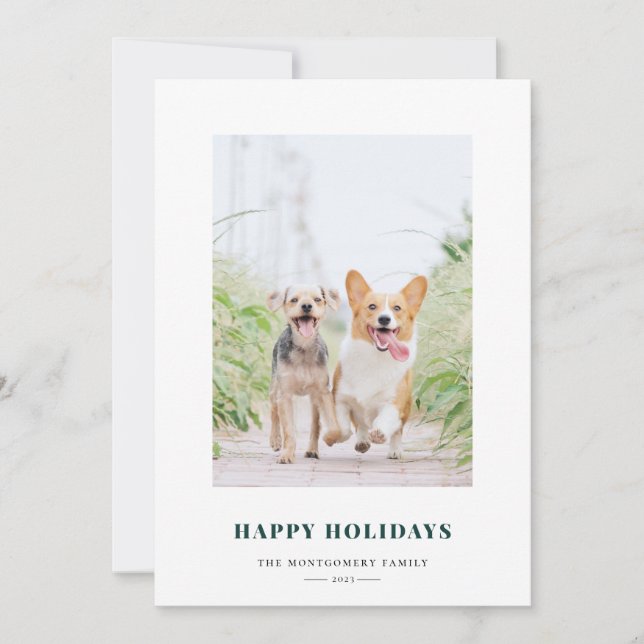 Glad helg Grönt Fair Isle Photo Helgdag Julkort (Framsida)