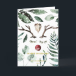 Glad helg | Grönt Foliage Reindeer Magnolia<br><div class="desc">Kort för julafton,  chic och elegant vid Lycklig Helgdag. Önska er alla God jul och Gott nytt år!</div>