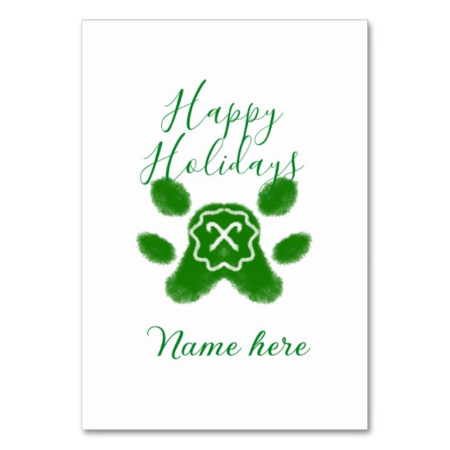 Glad helg grönt hund sällskapsdjur av arten tass c bordsnummer (Framsidan)