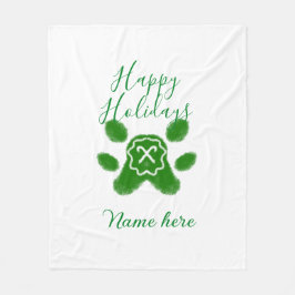 Glad helg grönt hund sällskapsdjur av arten tass c fleecefilt