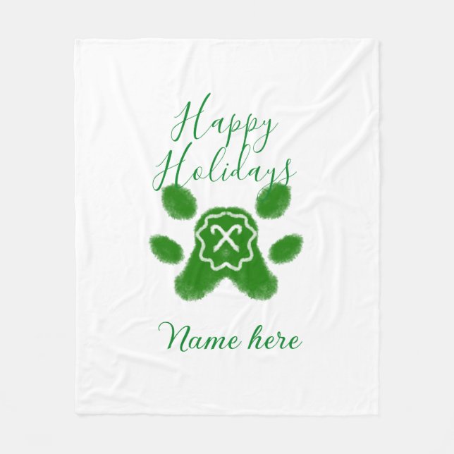 Glad helg grönt hund sällskapsdjur av arten tass c fleecefilt (Framsidan)