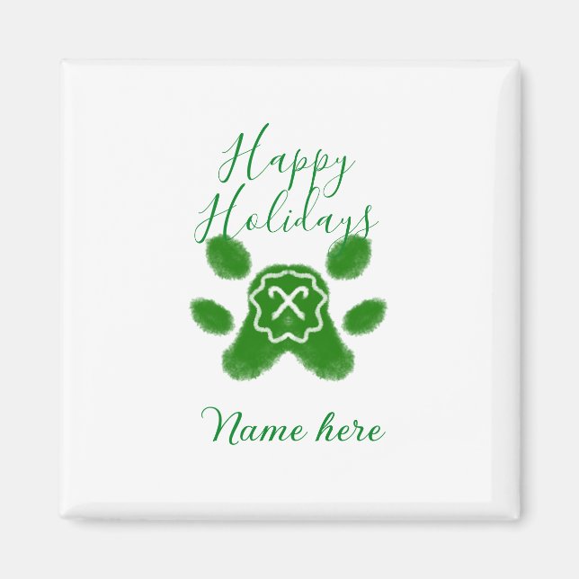 Glad helg grönt hund sällskapsdjur av arten tass c magnet (Framsidan)