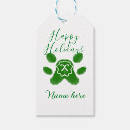 Glad helg grönt hund sällskapsdjur av arten tass c presentetikett