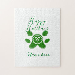 Glad helg grönt hund sällskapsdjur av arten tass c pussel