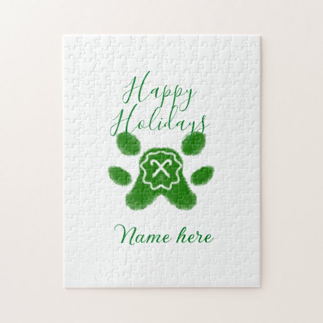 Glad helg grönt hund sällskapsdjur av arten tass c pussel (Vertikal)