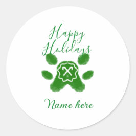 Glad helg grönt hund sällskapsdjur av arten tass c runt klistermärke