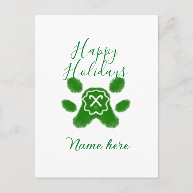 Glad helg grönt hund sällskapsdjur av arten tass c vykort (Framsida)