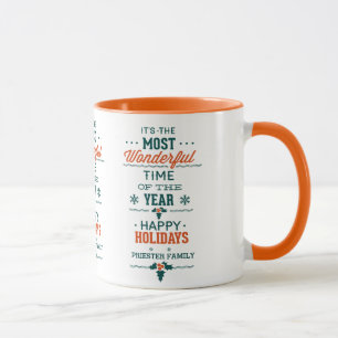 Glad helg Grönt- och Orange-textdesign Mugg