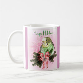 Glad helg Grönt Paraketo med julklapp Kaffemugg