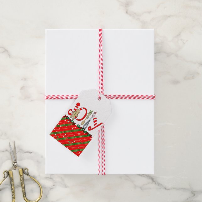 Glad helg Grönt Red Gift Märkres Presentetikett (Med Snöre)