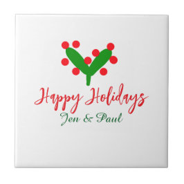 Glad helg grönt röd par namn grönt löv kakelplatta