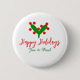 Glad helg grönt röd par namn grönt löv knapp