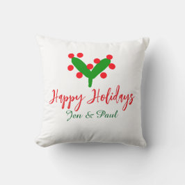 Glad helg grönt röd par namn grönt löv kudde