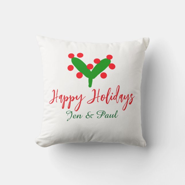 Glad helg grönt röd par namn grönt löv kudde (Framsida)