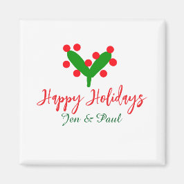 Glad helg grönt röd par namn grönt löv magnet