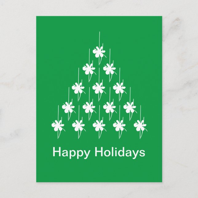 Glad helg Grönt, snö Julgran Vykort (Framsida)
