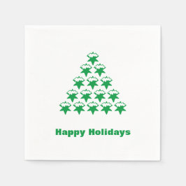 Glad helg Grönt vit snö Stars Träd papper Pappersservett