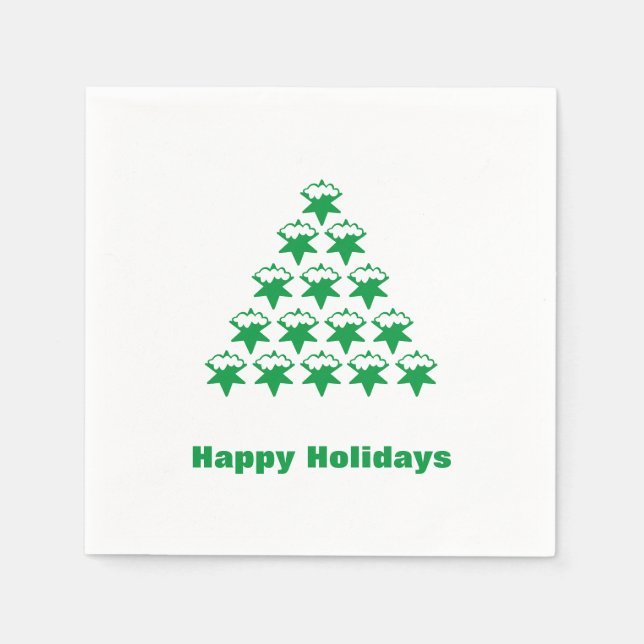 Glad helg Grönt vit snö Stars Träd papper Pappersservett (Framsidan)
