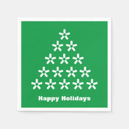 Glad helg Grönt vit snö Stars Träd papper Pappersservett