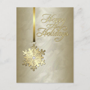 Glad helg Guld Diamond Snowflake Gold Foil Vykort