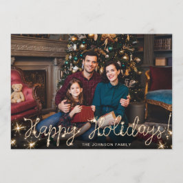 Glad helg Guld-Gnistra-skript PHOTO Hälsning Julkort