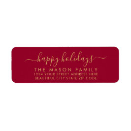 Glad helg Guld och Red Script Returadress Returadress Etikett