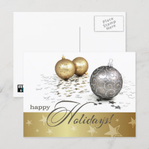 Glad helg. Guld & Silver Baubles Helg Vykort