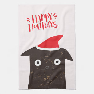 Glad helg! Gullig Santa katttecknad - jul Kökshandduk